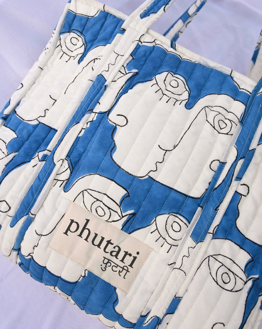 Chehre Quilted Tote Bag with a Pouch