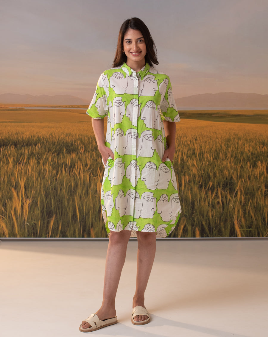 Chehre Short Shirt Dress- Minor Defect- SD_K6