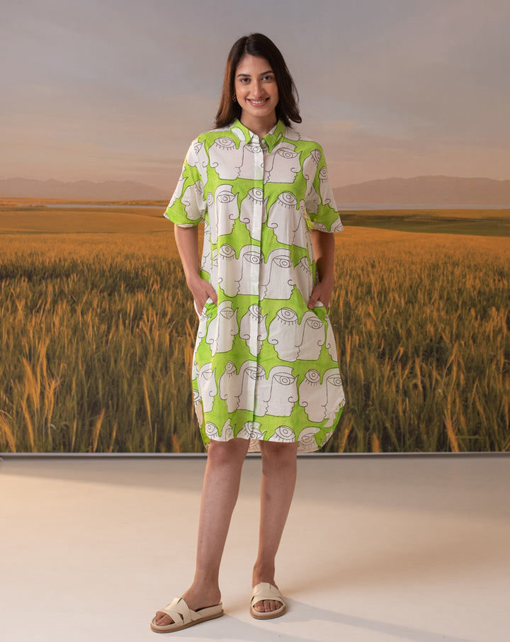 Chehre Short Shirt Dress- Minor Defect- SD_K6