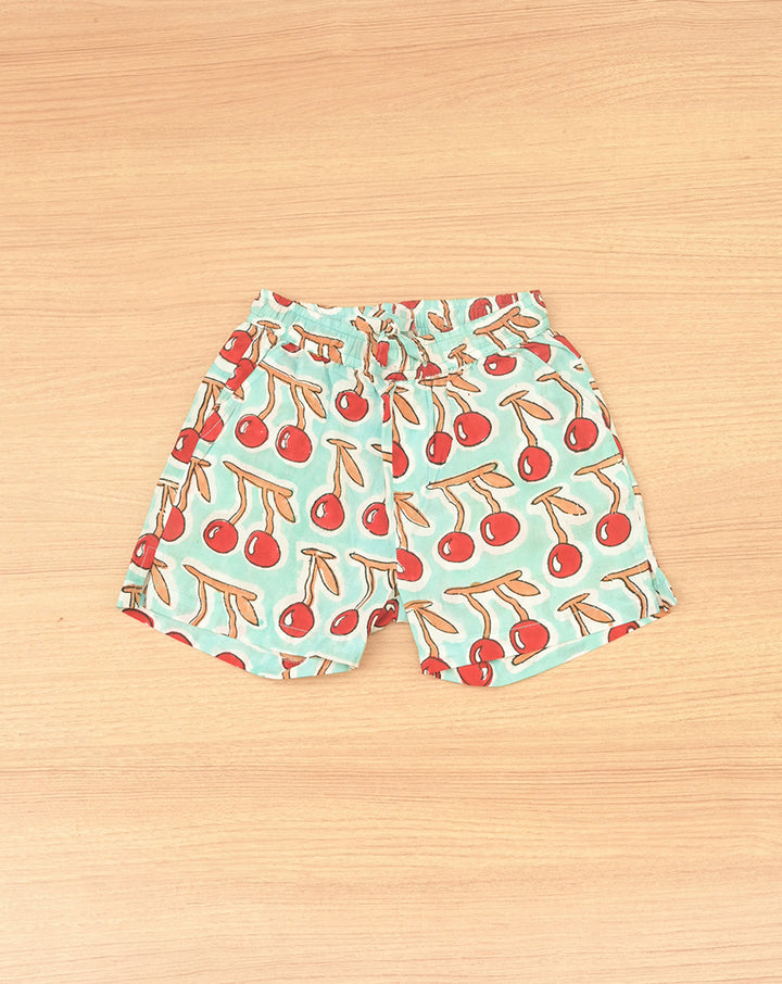 Cherries Shortees - Soft Cotton Shirt & Shorts Set for Kids