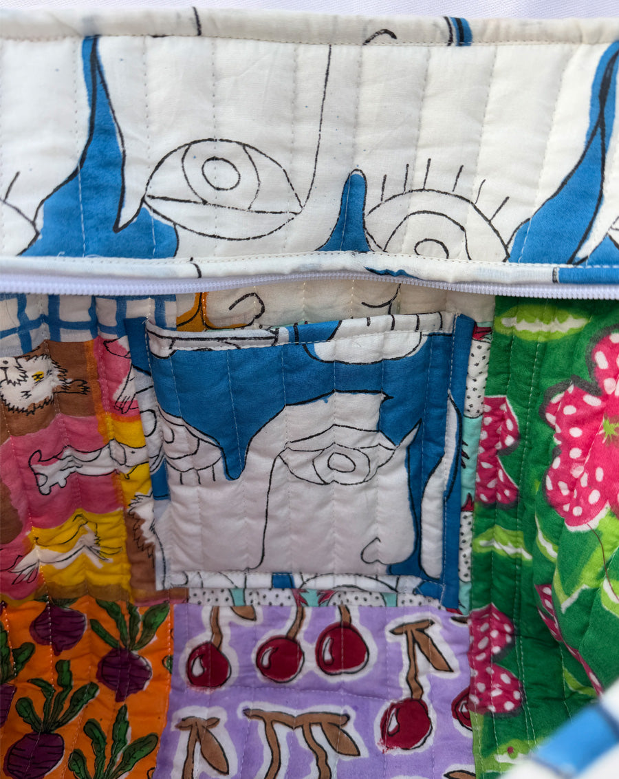 Kamal Quilted Tote Bag with a Pouch