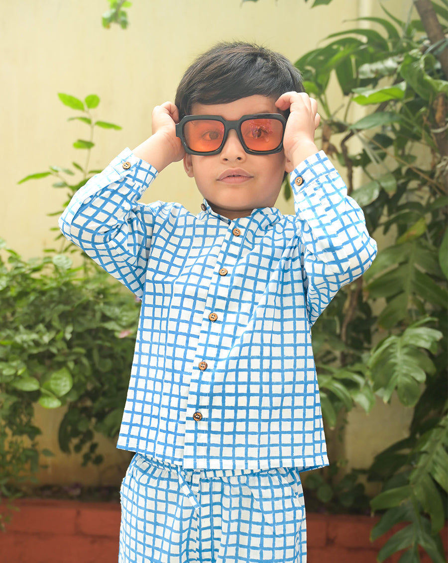 Crossroads Cotton Shirt Pyjama Set for Kids