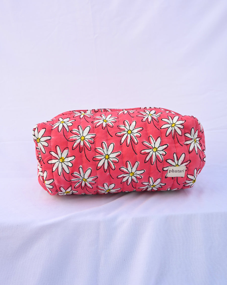 Whoopsie Daisy Quilted Tote Bag with a Pouch