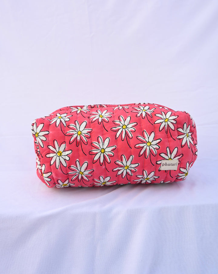 Whoopsie Daisy Quilted Tote Bag with a Pouch