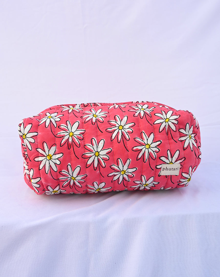 Whoopsie Daisy Quilted Tote Bag with a Pouch