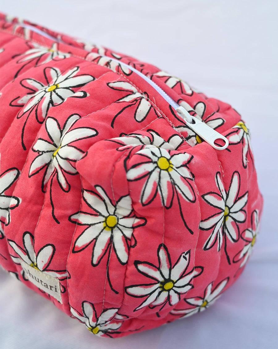 Whoopsie Daisy Quilted Tote Bag with a Pouch