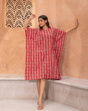 Load image into Gallery viewer, Nazar Battu Hand Block Printed Cotton Midi Kaftan Shirt
