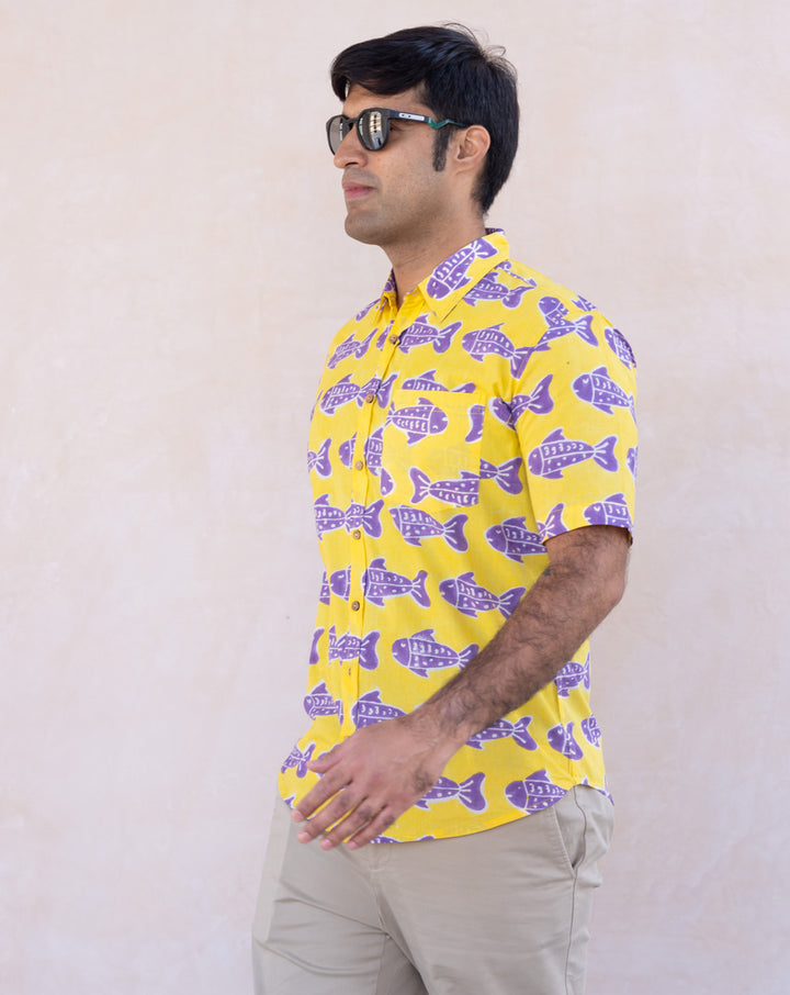 O'Fish Cotton Men's Half Sleeves Shirt