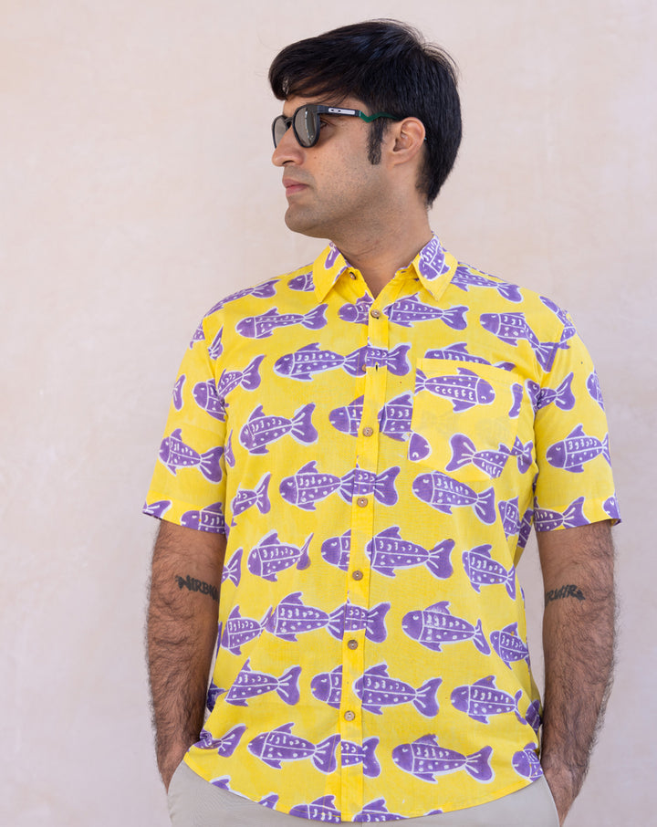 O'Fish Cotton Men's Half Sleeves Shirt