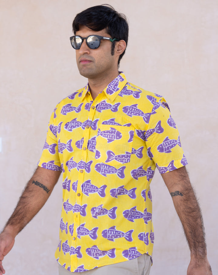 O'Fish Cotton Men's Half Sleeves Shirt