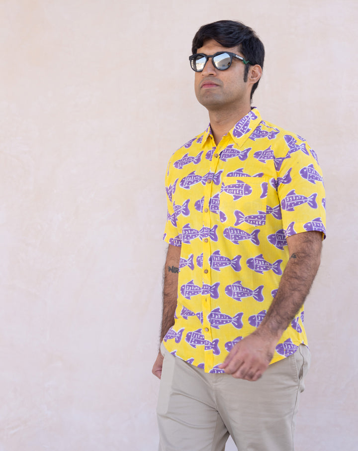 O'Fish Cotton Men's Half Sleeves Shirt