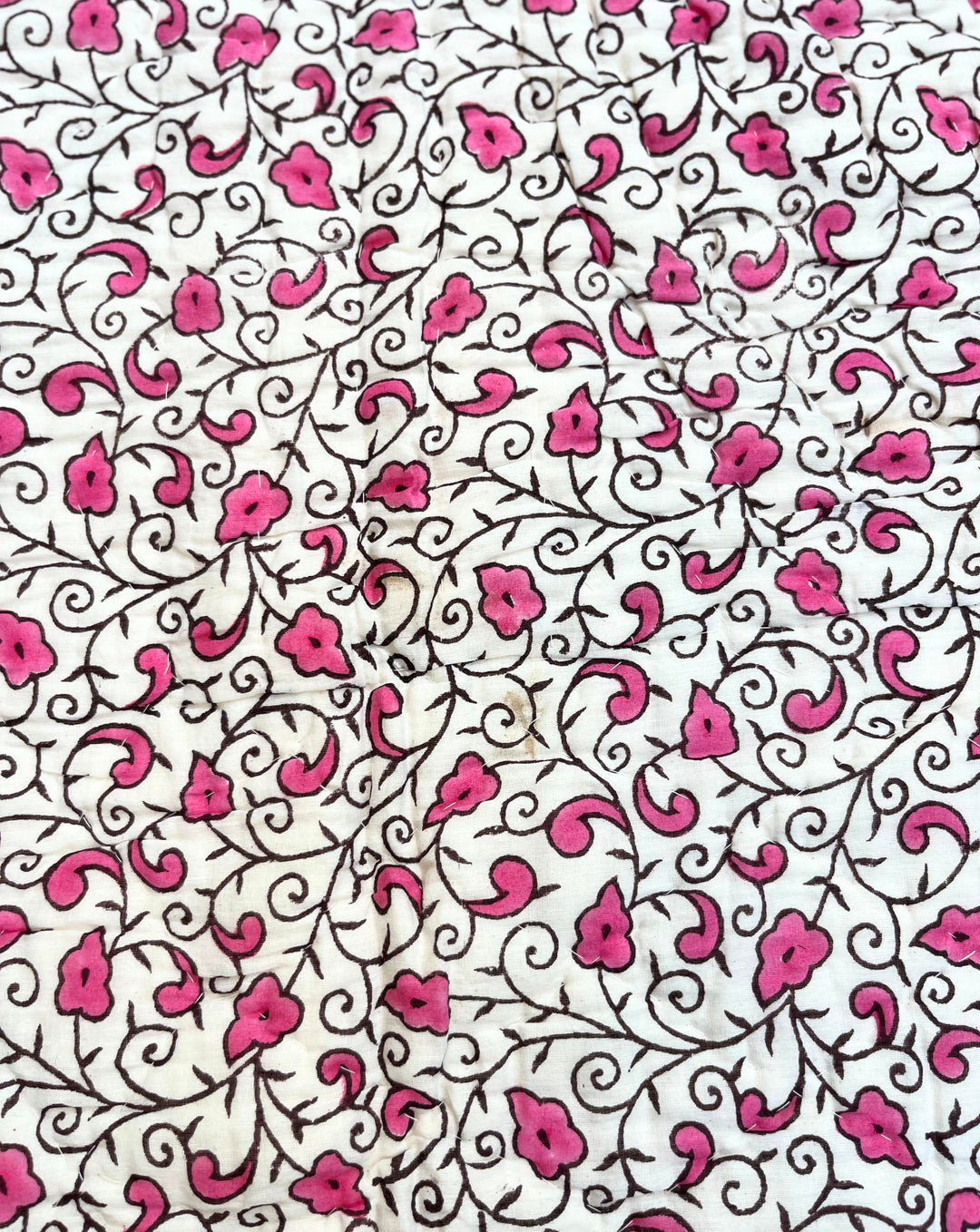 Gulabi jaal Hand Block Printed Cotton Quilt - Minor Defect B10