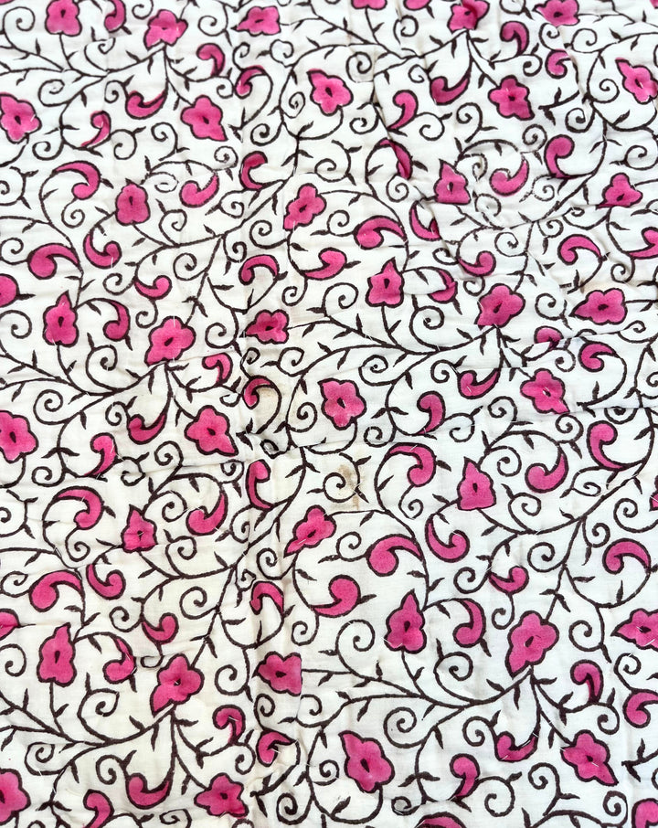 Gulabi jaal Hand Block Printed Cotton Quilt - Minor Defect B10