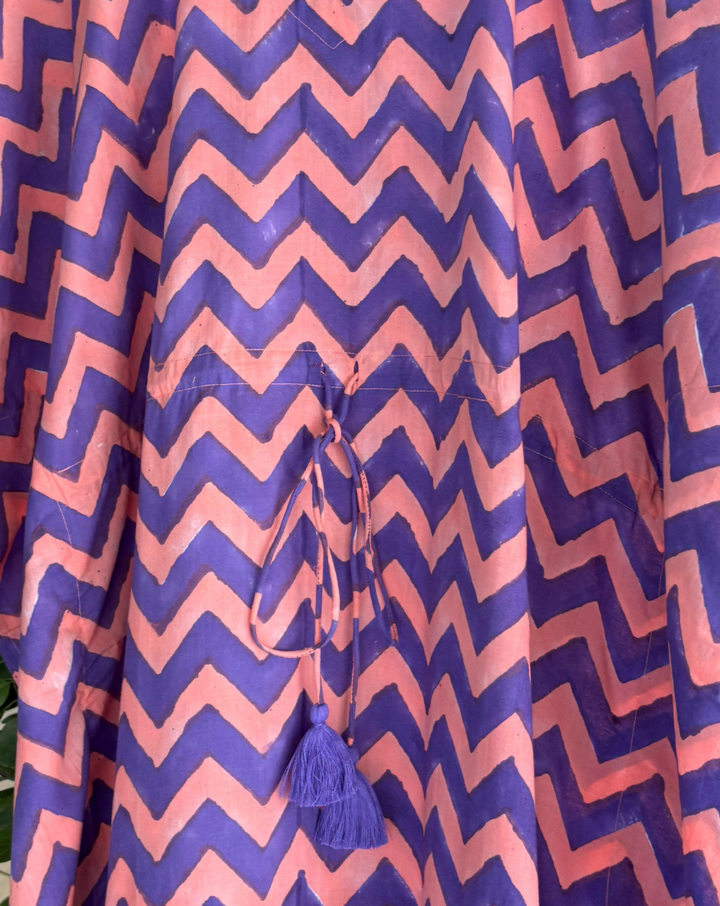 Habba Babba Hand Block Printed Cotton Kaftan - Full Length