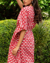 Load image into Gallery viewer, Happy Hippos Hand Block Printed Cotton Kaftan - Full Length
