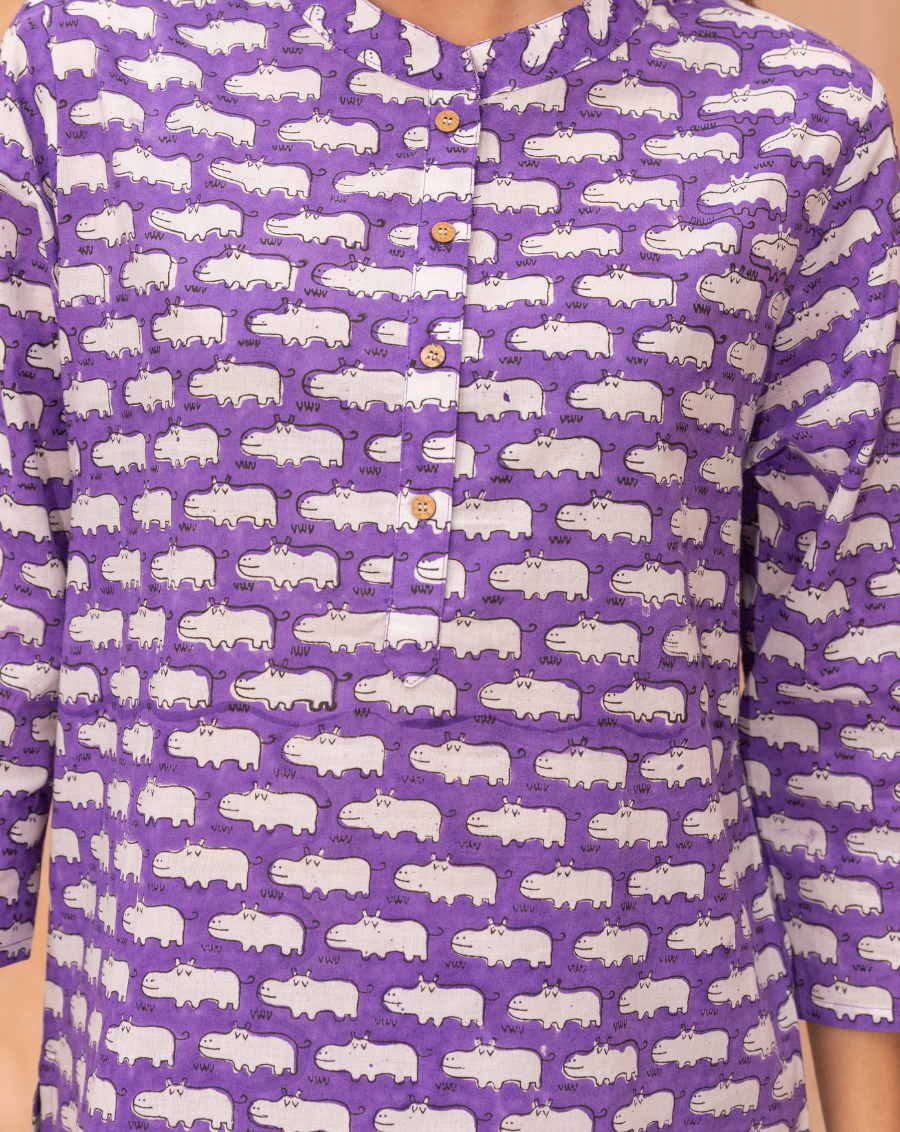 Happy Hippos Cotton Short Kurta