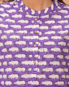 Happy Hippos Short Kurta Pyjama - Soft Cotton Co-ord Set