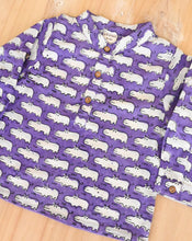 Load image into Gallery viewer, Happy Hippos Purple Cotton Kurta Pyjama Set for Kids
