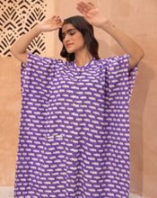 Load image into Gallery viewer, Happy Hippos Hand Block Printed Cotton Midi Kaftan Shirt - F.R.I.E.N.D.S Edition
