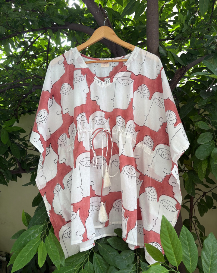 Chehre Cotton Toptaan - Brick Red
