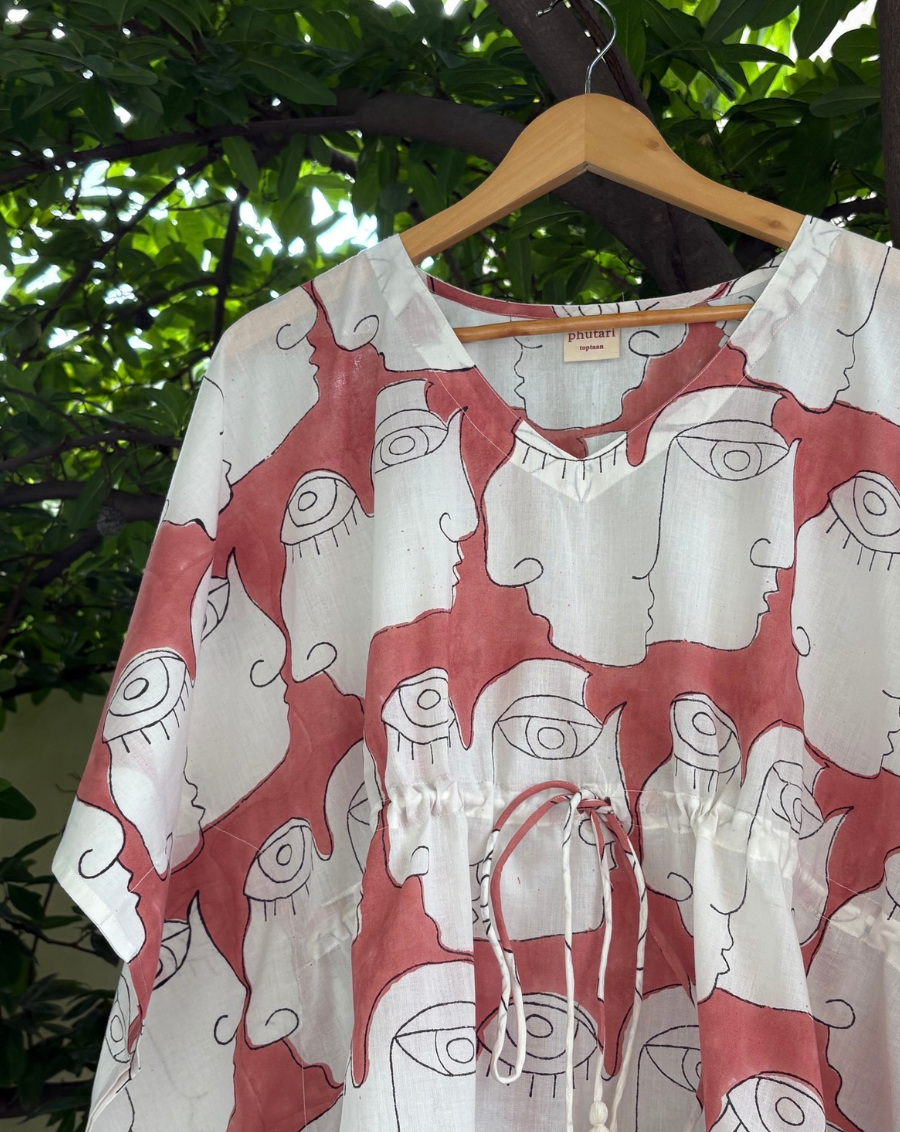 Chehre Cotton Toptaan - Brick Red