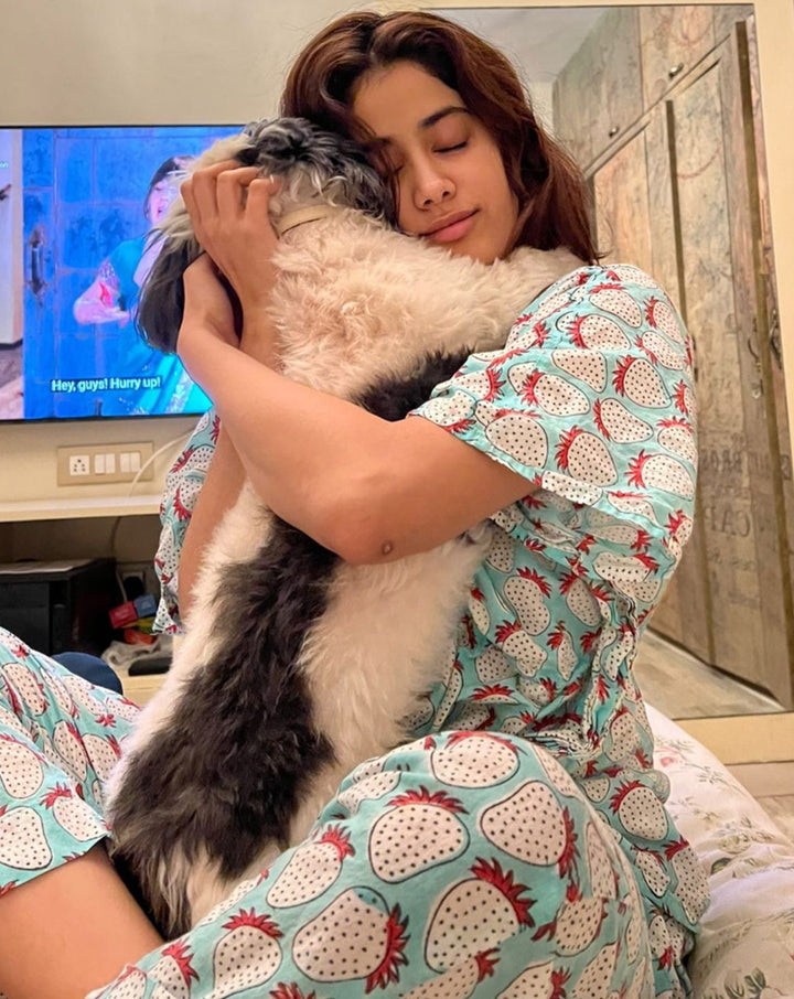 Mint Strawberry Chill Jams Cotton Co-ord Set