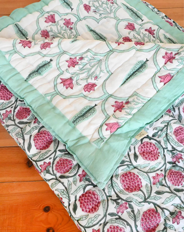 Chinaar Gul  Hand Block Printed Cotton Quilt - Minor Defect K81