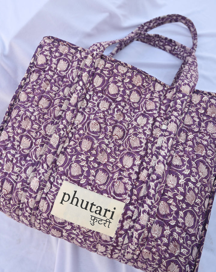 Kamal Quilted Tote Bag with a Pouch