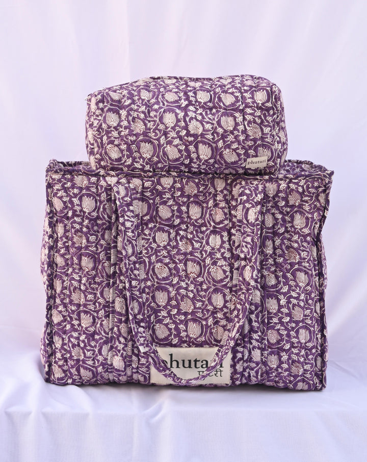 Kamal Quilted Tote Bag with a Pouch