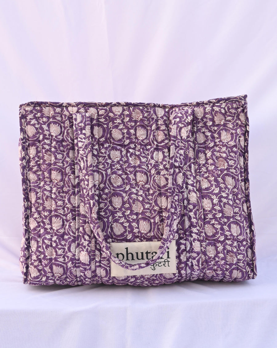 Kamal Quilted Tote Bag with a Pouch