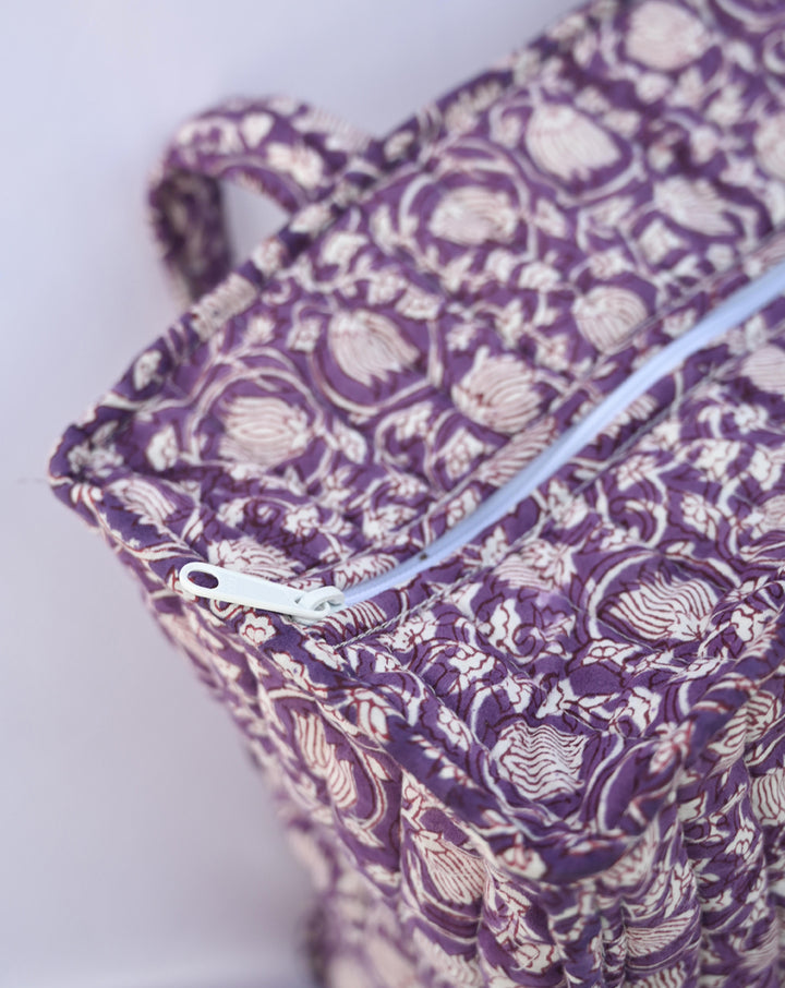 Kamal Quilted Tote Bag with a Pouch