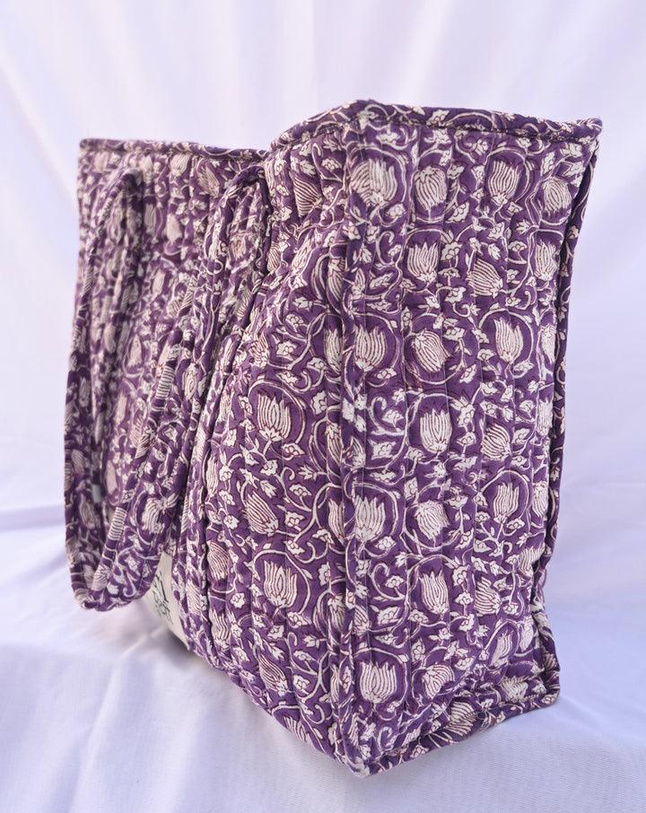 Kamal Quilted Tote Bag with a Pouch