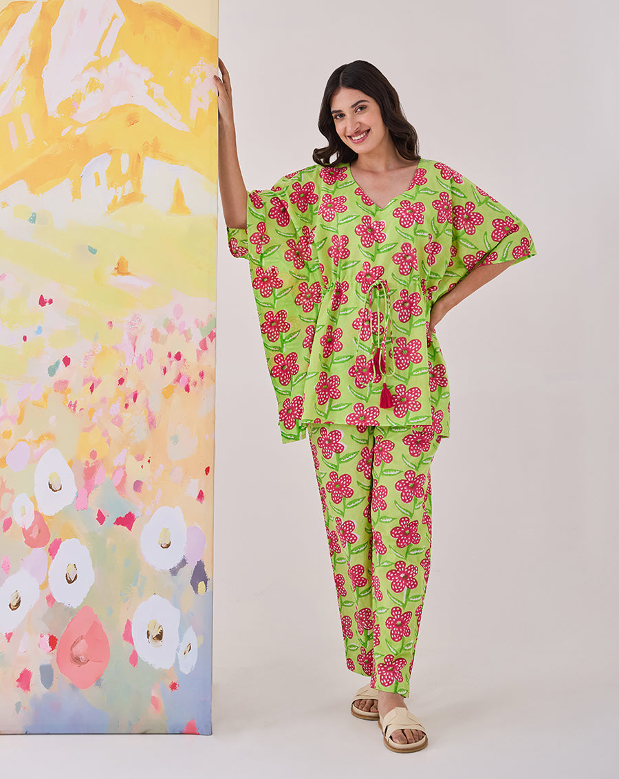Poppy Mint Chill Jams Cotton Co-ord Set