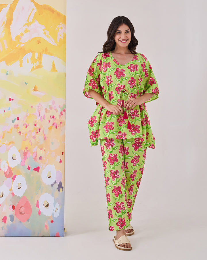 Poppy Mint Chill Jams Cotton Co-ord Set