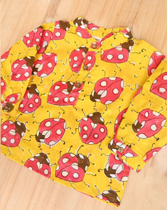 LoveBug Yellow Cotton Kurta Pyjama Set for Kids