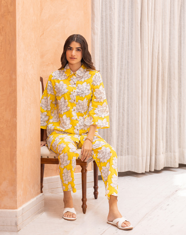 Mallika Chill Jams - Soft Cotton Shirt & Pyjama Set