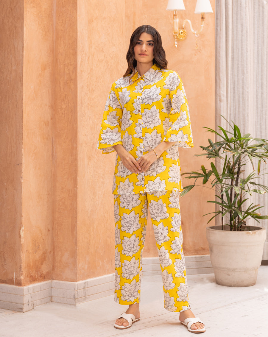 Mallika Chill Jams - Soft Cotton Shirt & Pyjama Set