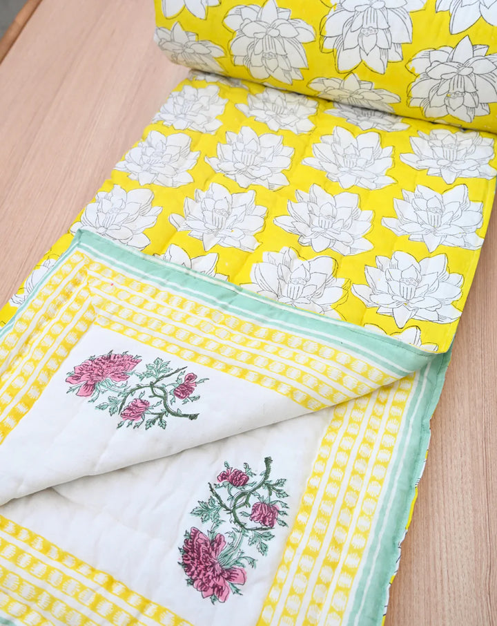 Mallika Hand Block Printed Cotton Quilt - Minor Defect B21