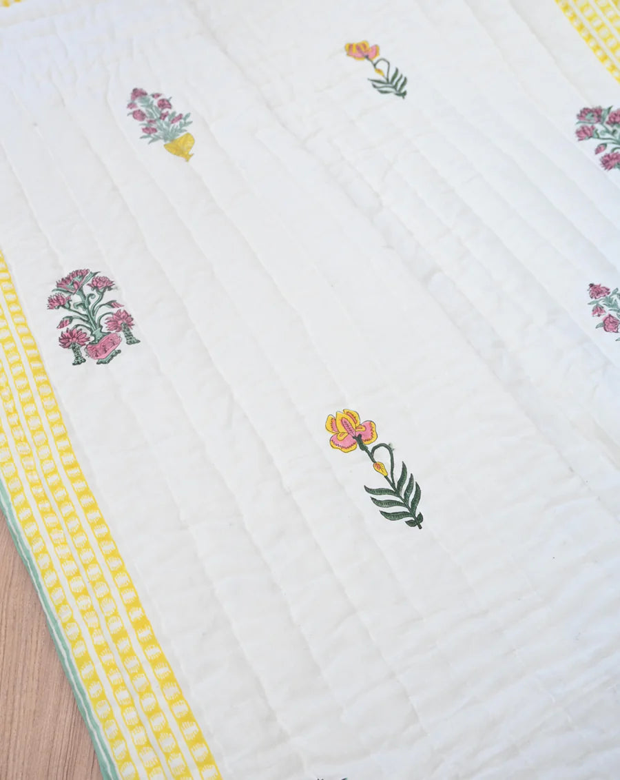 Mallika Hand Block Printed Cotton Quilt - Minor Defect B21