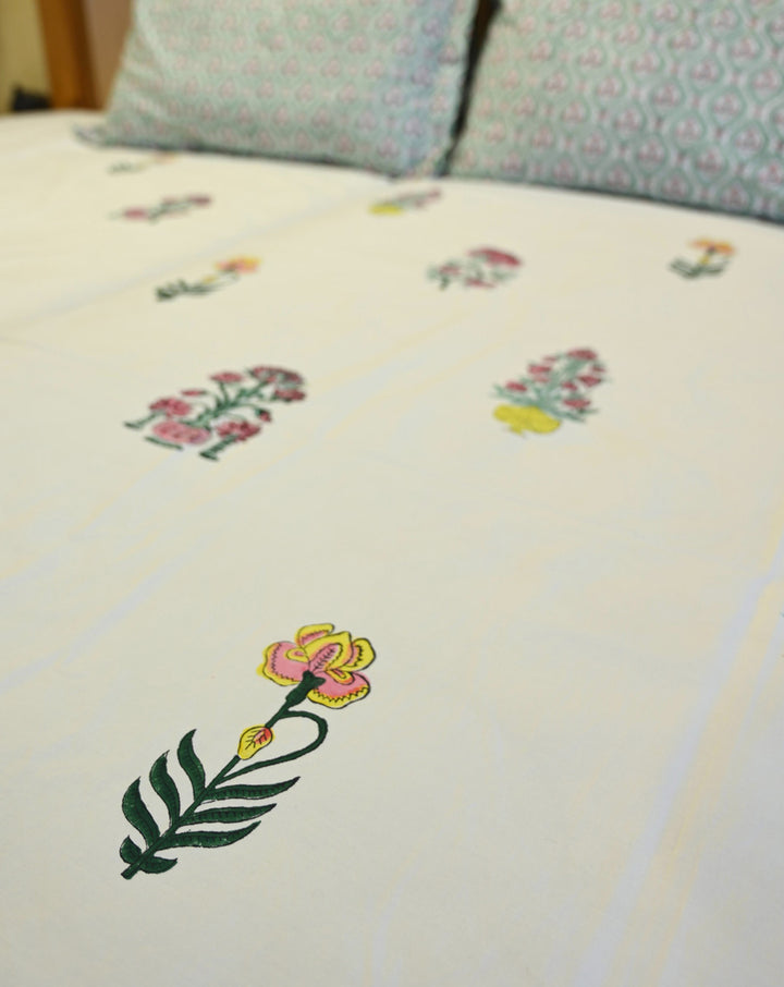 Mallika Premium Cotton King Bedsheet with 2 Pillow Covers