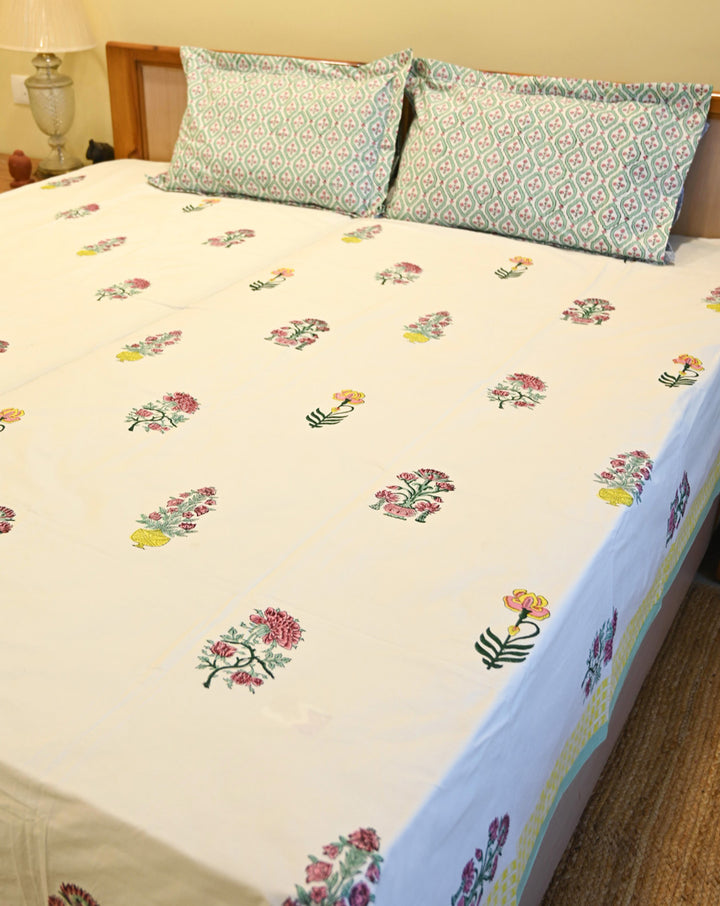 Mallika Premium Cotton King Bedsheet with 2 Pillow Covers