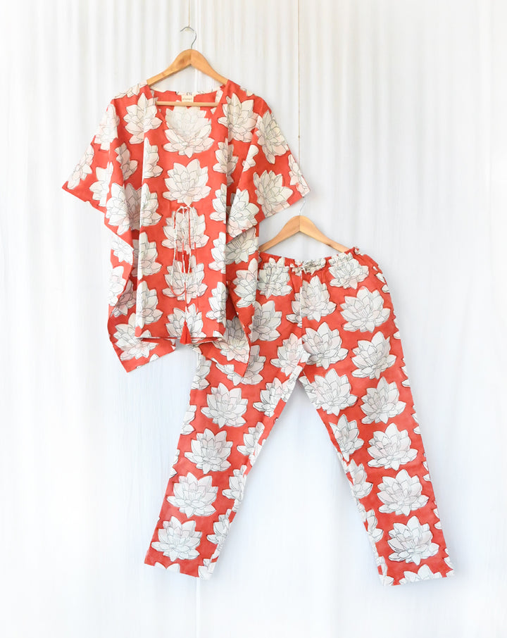 Mallika RED Chill Jams Cotton Co-ord Set