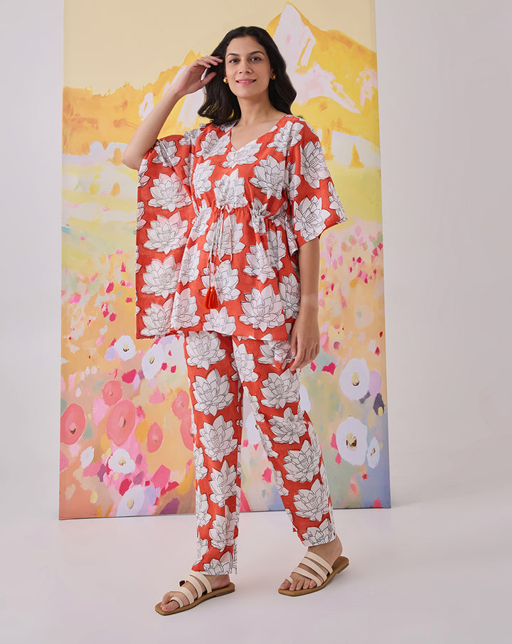 Mallika RED Chill Jams Cotton Co-ord Set