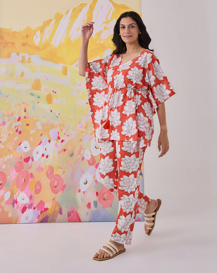 Mallika RED Chill Jams Cotton Co-ord Set