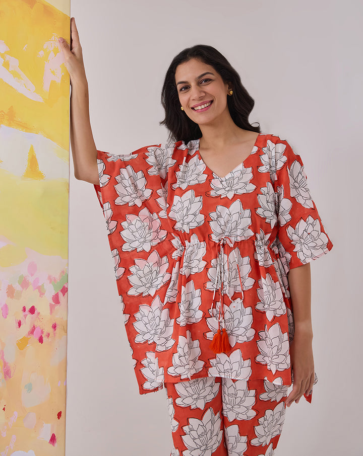 Mallika RED Chill Jams Cotton Co-ord Set