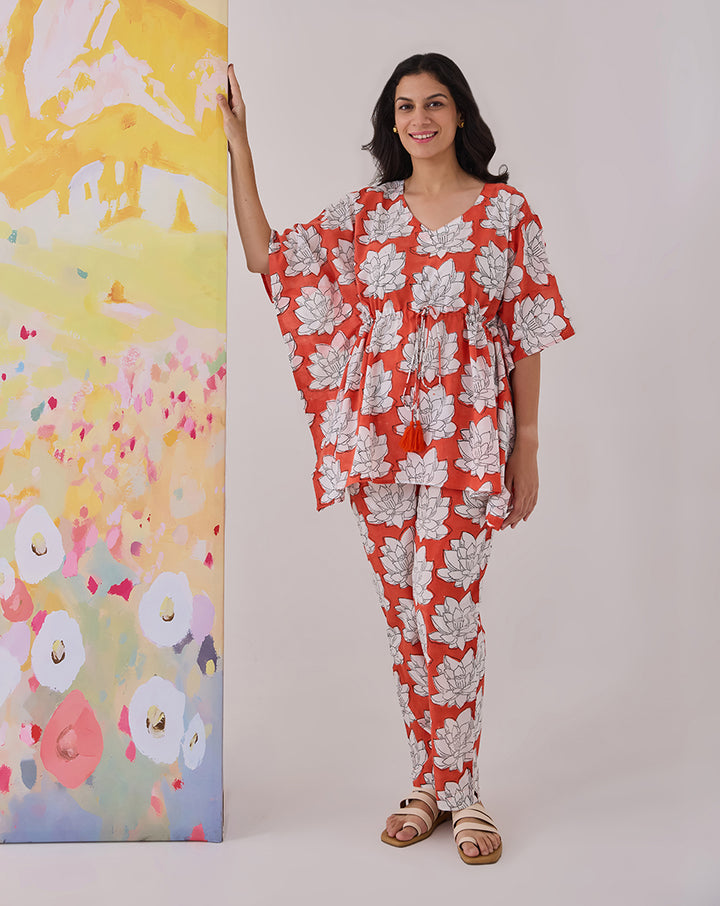 Mallika RED Chill Jams Cotton Co-ord Set