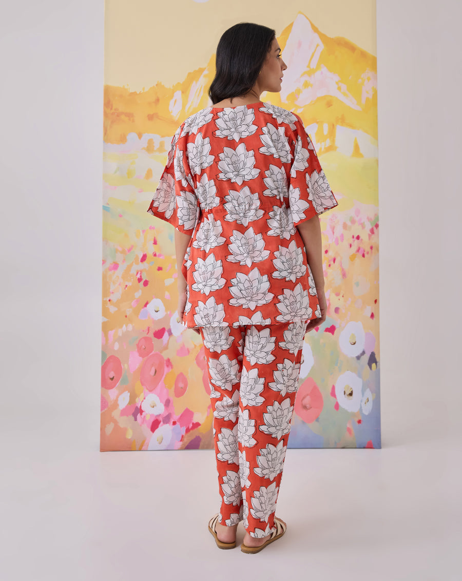 Mallika RED Chill Jams Cotton Co-ord Set