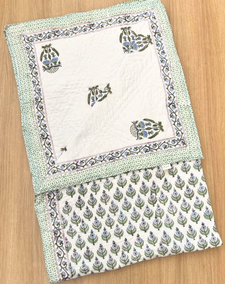Morpankhi Hand Block Printed Cotton Quilt - Minor Defect B8