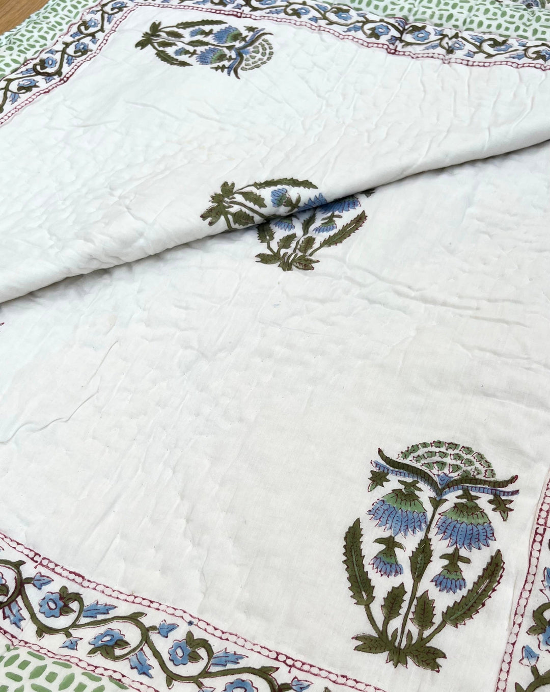 Morpankhi Hand Block Printed Cotton Quilt - Minor Defect B8