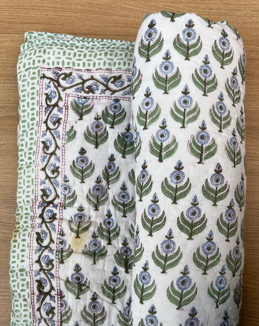 Morpankhi Hand Block Printed Cotton Quilt - Minor Defect B8